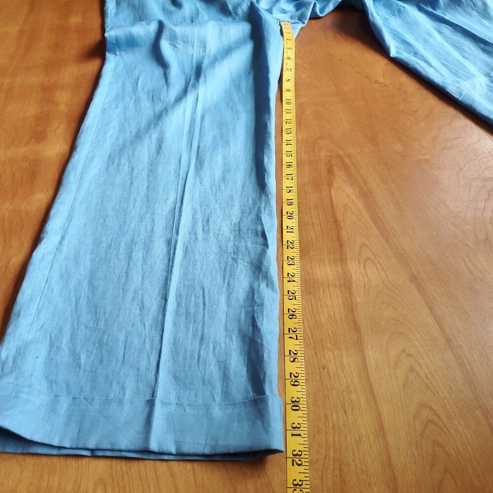NEW Coldwater Creek Linen Trousers Womens 16 Blue Willow Fit Pants 35 x 32 - Picture 9 of 11